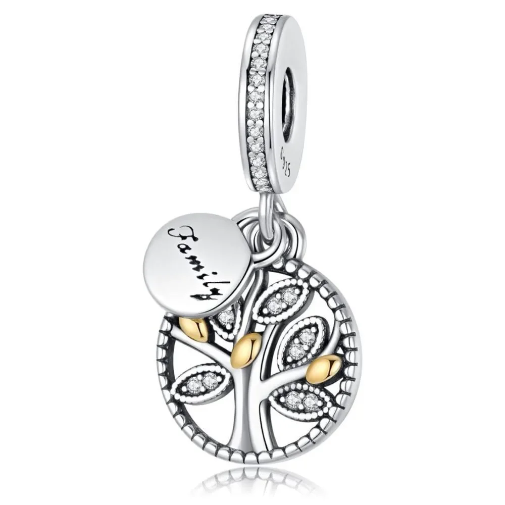 925 Sterling Silver Family Charm | Family Tree | Pandora Bracelet Fit - Picture 1 of 5